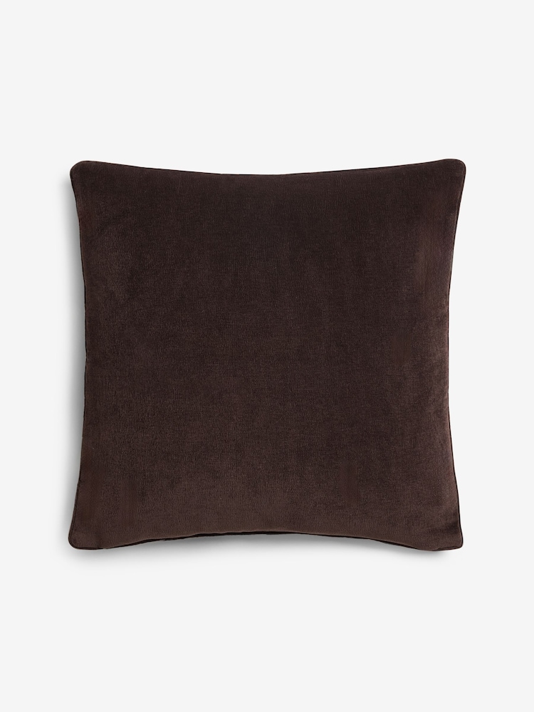 Chocolate Brown 45 x 45cm Soft Velour Cushion - Image 2 of 2 Chocolate Brown 45 x 45cm Soft Velour Cushion - Image 2 of 2
