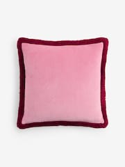 Coussin à franges contrastantes en velours doux - Image 3 de 4