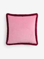 Coussin à franges contrastantes en velours doux - Image 4 de 4