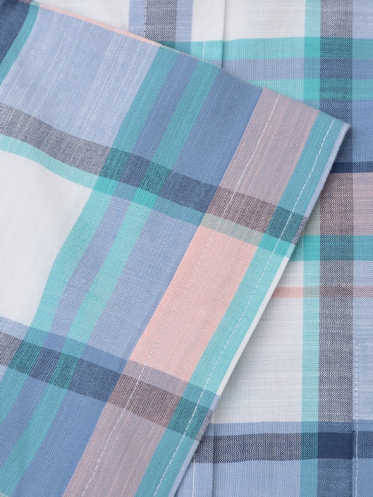 Blå - Brook Taverner rutete, slub bomullsskjorte Kortermet - Bilde 5 av 5