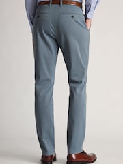 Brook Taverner Blue Tapered Single Pleat Italian Stretch Cotton Trousers - Image 2 of 4