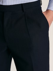 أزرق - بنطلون صوف ضيّق من أسفل بحاشية مطويّة لأعلى بكسرات أمامية من Brook Taverner - صورة 4 من 4