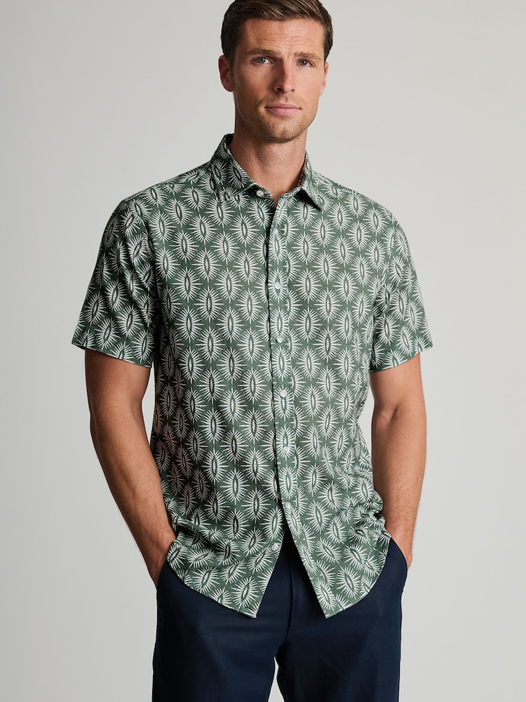 Brook Taverner Geometrisk Trykk Seersucker Kortermet Skjorte - Bilde 2 av 6