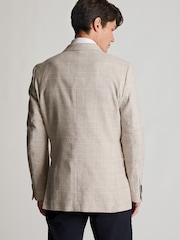 Brook Taverner Natural Check Cotton Linen Stretch Jacket - Image 4 of 8