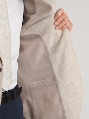 Brook Taverner Natural Check Cotton Linen Stretch Jacket - Image 8 of 8