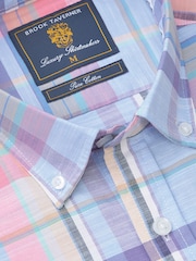 Sky Blå - Brook Taverner rutete, slub bomullsskjorte Kortermet - Bilde 5 av 6