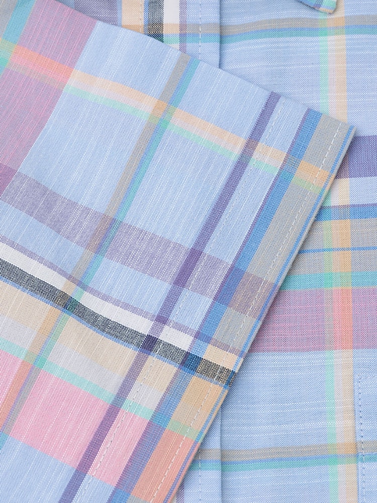 Sky Blå - Brook Taverner rutete, slub bomullsskjorte Kortermet - Bilde 6 av 6