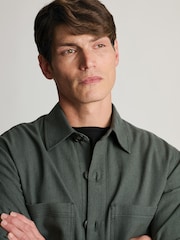 Brook Taverner Green Cotton Linen Overshirt - Image 3 of 6