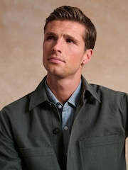 Brook Taverner Green Cotton Linen Overshirt - Image 6 of 6