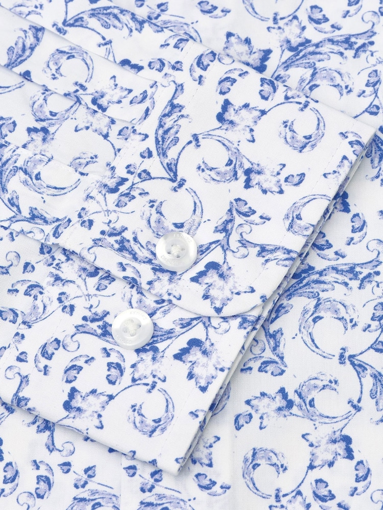 Brook Taverner White Floral Print Cotton Shirt - Image 5 of 5 Brook Taverner White Floral Print Cotton Shirt - Image 5 of 5