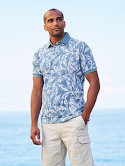 Plavo - Polo majica od pamučnog dresa Brook Taverner Palm Leaf - Slika 1 od 4