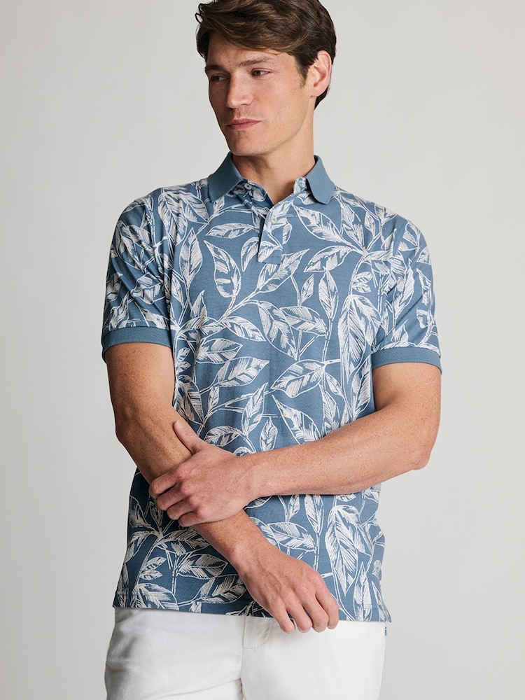 Plavo - Polo majica od pamučnog dresa Brook Taverner Palm Leaf - Slika 2 od 4