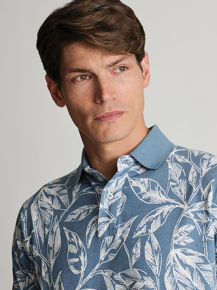 Plavo - Polo majica od pamučnog dresa Brook Taverner Palm Leaf - Slika 4 od 4