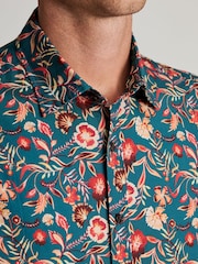Brook Taverner Blue Tropical Print Short Sleeve Shirt - Image 2 of 5