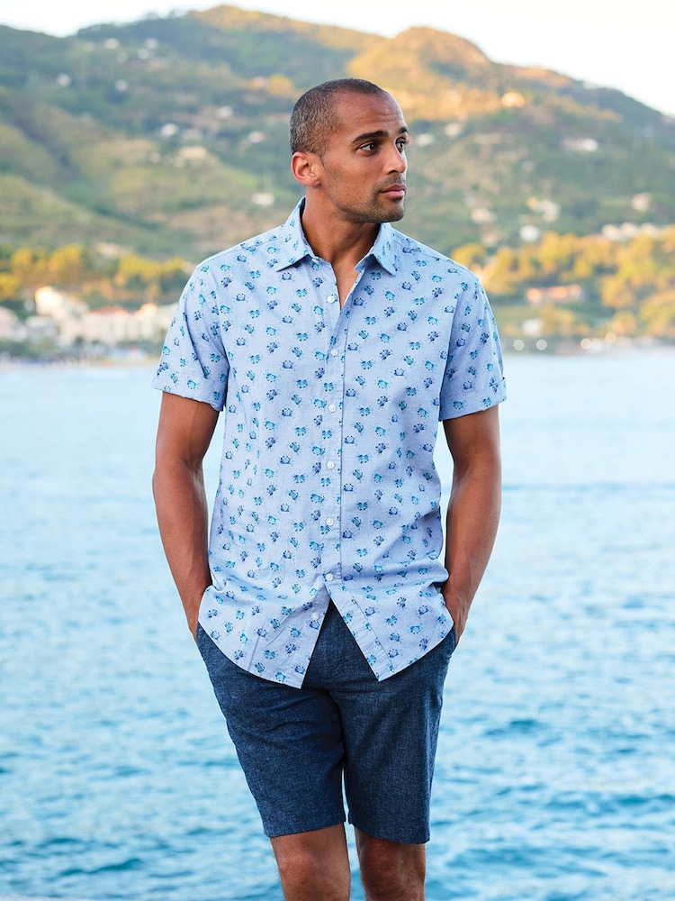 Brook Taverner Blue Print Short Sleeve Shirt - Image 1 of 5