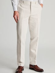 Brook Taverner Natural Cotton Linen Suit Trousers - Image 1 of 2