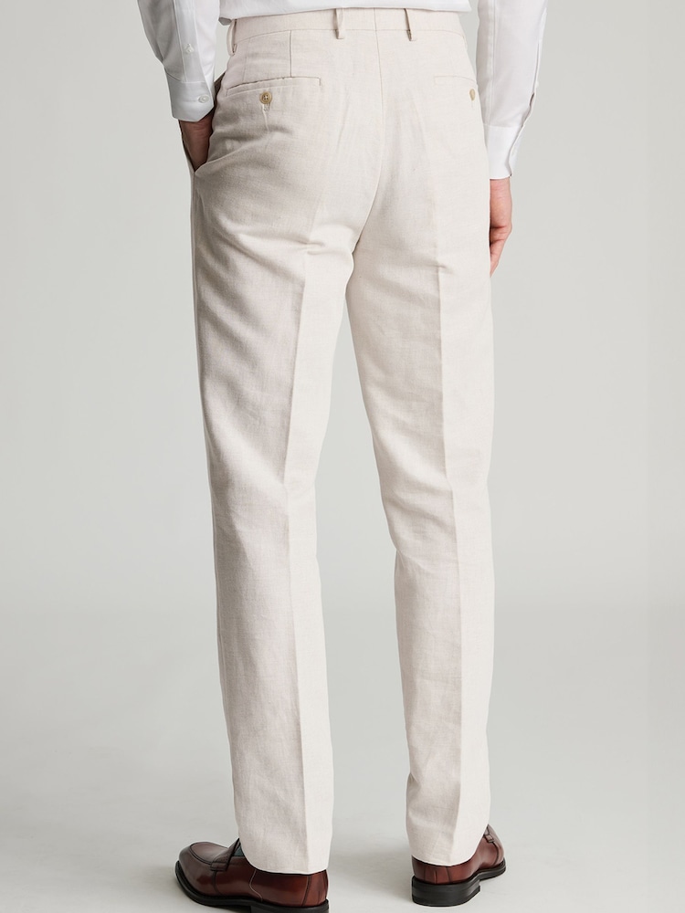 Brook Taverner Natural Cotton Linen Suit Trousers - Image 2 of 2