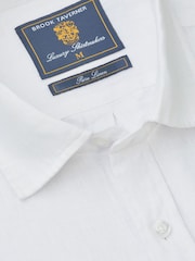 أبيض - Brook Taverner Pure Linen Short Sleeve Shirt - Image 5 of 6