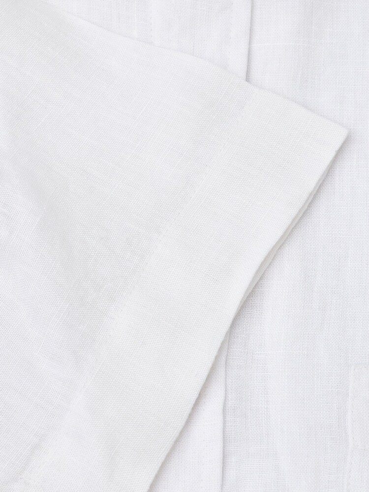 أبيض - Brook Taverner Pure Linen Short Sleeve Shirt - Image 6 of 6