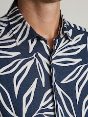 블루 - Brook Taverner Print Cotton Short Sleeve Shirt - 5의 이미지 2