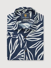 블루 - Brook Taverner Print Cotton Short Sleeve Shirt - 5의 이미지 3