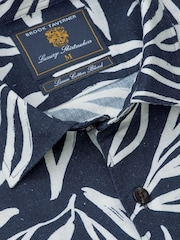 블루 - Brook Taverner Print Cotton Short Sleeve Shirt - 5의 이미지 4
