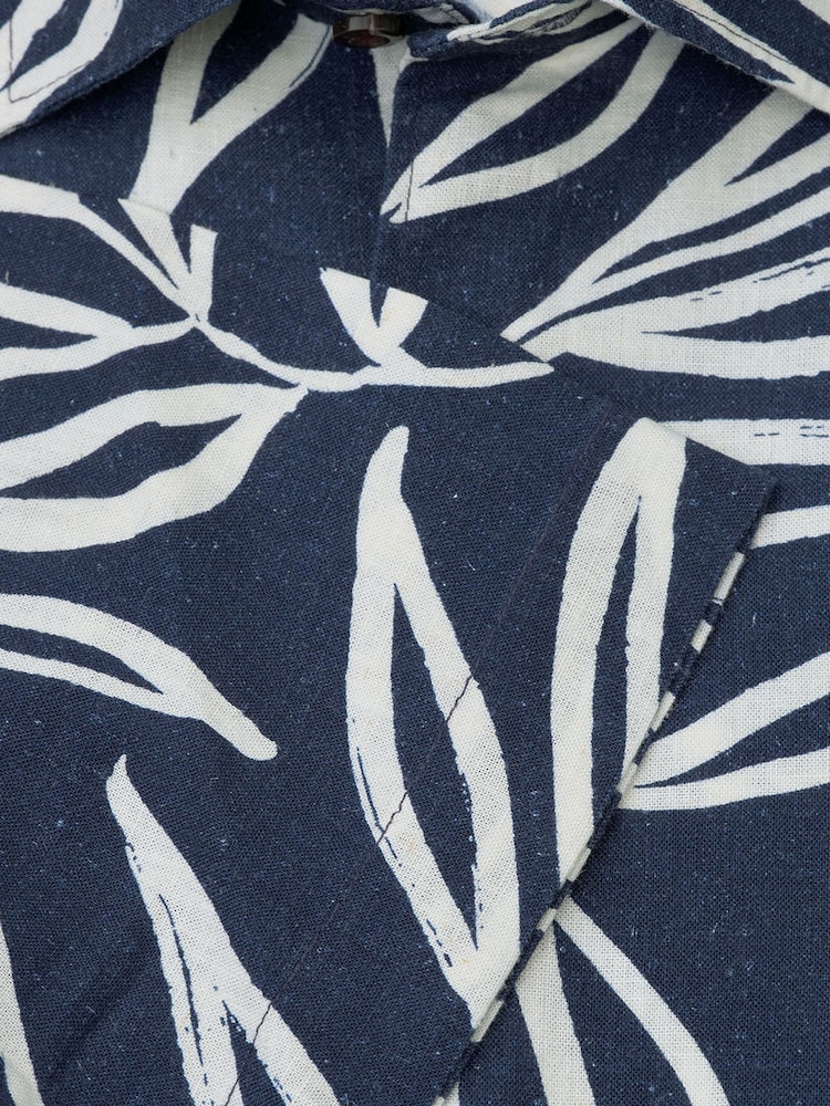 블루 - Brook Taverner Print Cotton Short Sleeve Shirt - 5의 이미지 5