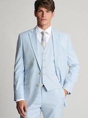 Brook Taverner Blue Textured Suit Jacket - Image 7 of 8