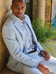 Brook Taverner Blue Textured Suit Jacket - Image 8 of 8