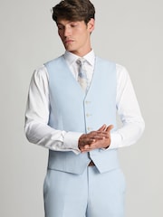 Brook Taverner Blue Textured Suit Waistcoat - Image 1 of 2