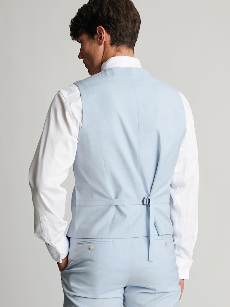 Brook Taverner Blue Textured Suit Waistcoat - Image 2 of 2