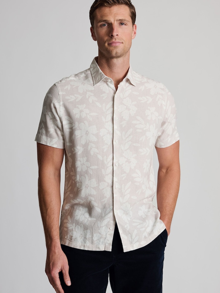 내추럴 - Brook Taverner Print Cotton Short Sleeve Shirt - 5의 이미지 1