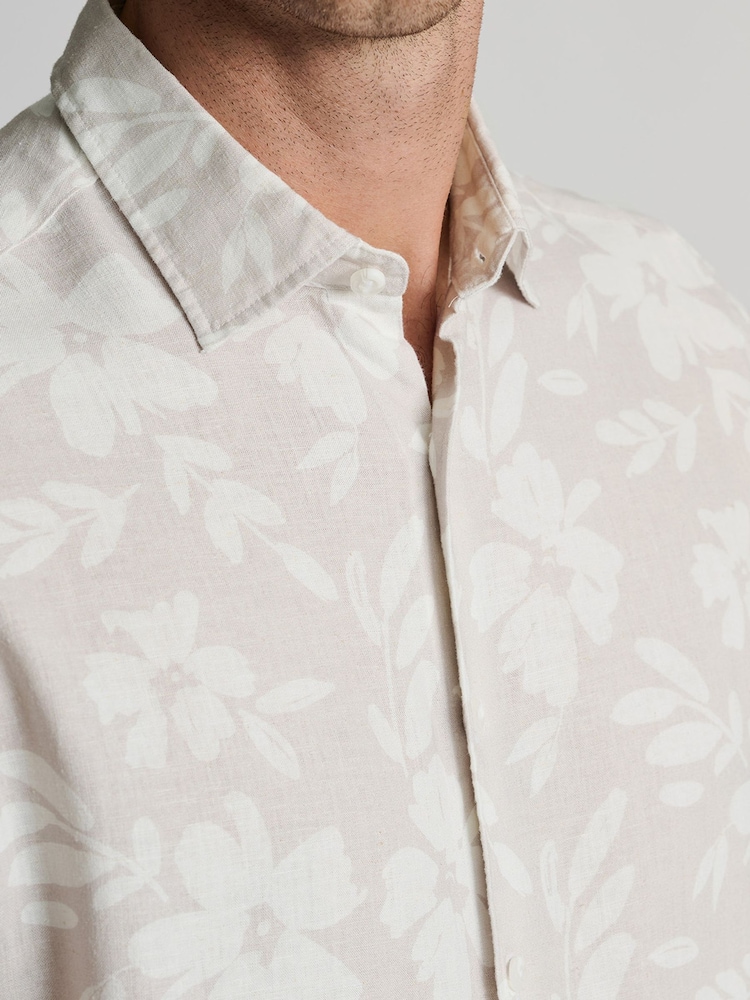 내추럴 - Brook Taverner Print Cotton Short Sleeve Shirt - 5의 이미지 2