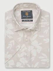 내추럴 - Brook Taverner Print Cotton Short Sleeve Shirt - 5의 이미지 3