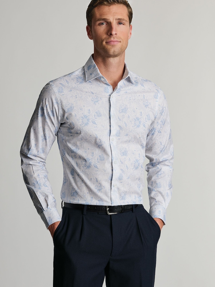 Brook Taverner Grey Floral Cotton Shirt - Image 1 of 5