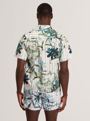 Ted Baker Pink Short Sleeve Placement Floral Stripe Shirt - Image 3 of 6