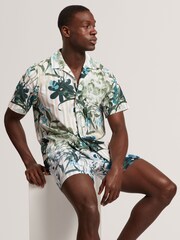 Ted Baker Pink Short Sleeve Placement Floral Stripe Shirt - Image 4 of 6