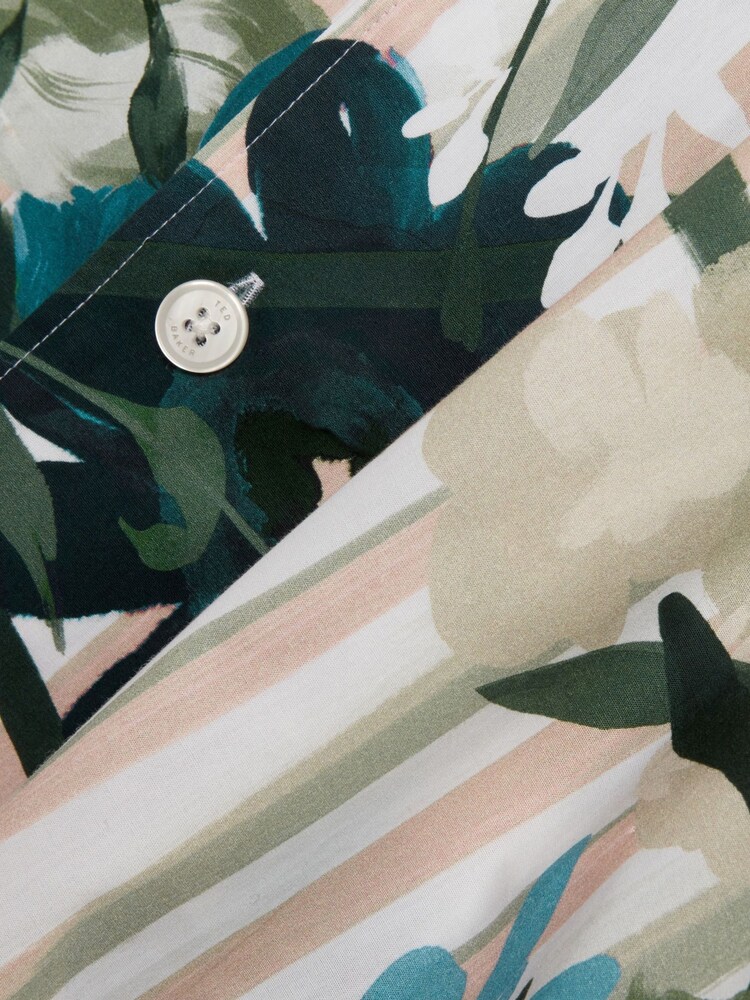 Ted Baker Pink Short Sleeve Placement Floral Stripe Shirt - Image 6 of 6