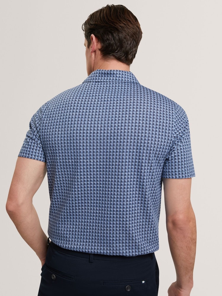 Ted Baker Blue Short Sleeve Painted Geo Polo Shirt - Image 2 of 6