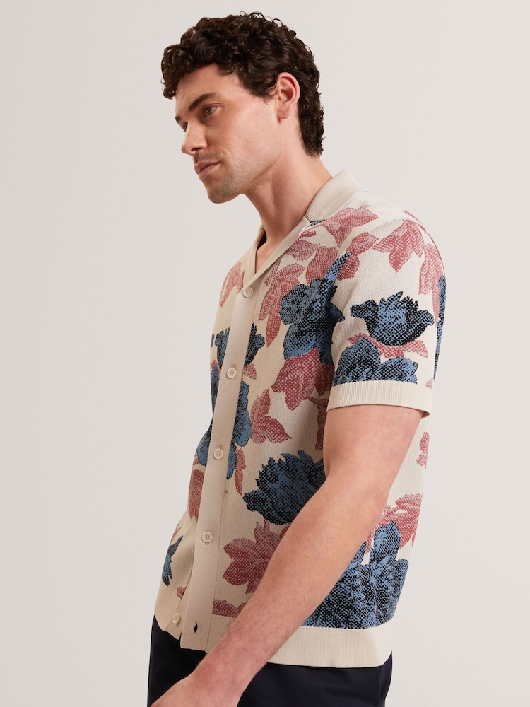 Ted Baker Short Sleeve Relaxed Floral Button Through Polo Shirt - Εικόνα 2 από 7