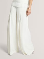 Ted Baker Cream Front Pleat Wide Leg Trousers - Image 1 of 7