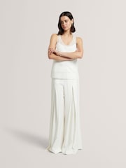 Ted Baker Cream Front Pleat Wide Leg Trousers - Image 2 of 7