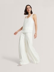 Ted Baker Cream Front Pleat Wide Leg Trousers - Image 4 of 7