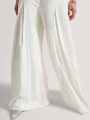 Ted Baker Cream Front Pleat Wide Leg Trousers - Image 5 of 7