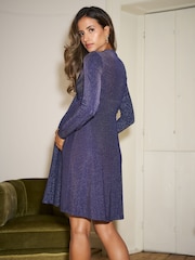 Seraphine Navy Maternity & Nursing Jersey Knot Dress - Image 5 of 7