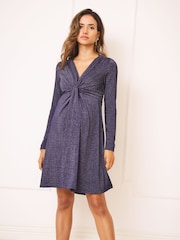 Seraphine Navy Maternity & Nursing Jersey Knot Dress - Image 6 of 7