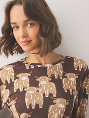 Chocolate Brown Hamish The Highland Cow Cosy Long Sleeve Pyjamas - Image 3 of 4