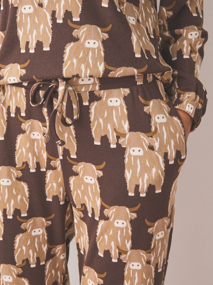 Chocolate Brown Hamish The Highland Cow Cosy Long Sleeve Pyjamas - Image 4 of 4 Chocolate Brown Hamish The Highland Cow Cosy Long Sleeve Pyjamas - Image 4 of 4
