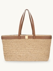 Apatchy Brown The Esme Raffia Tote Bag with Leather Trim - Image 2 of 5