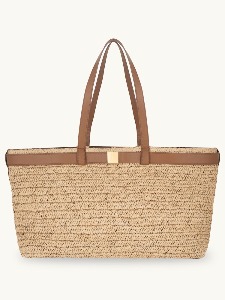 Apatchy Brown The Esme Raffia Tote Bag with Leather Trim - Image 2 of 5